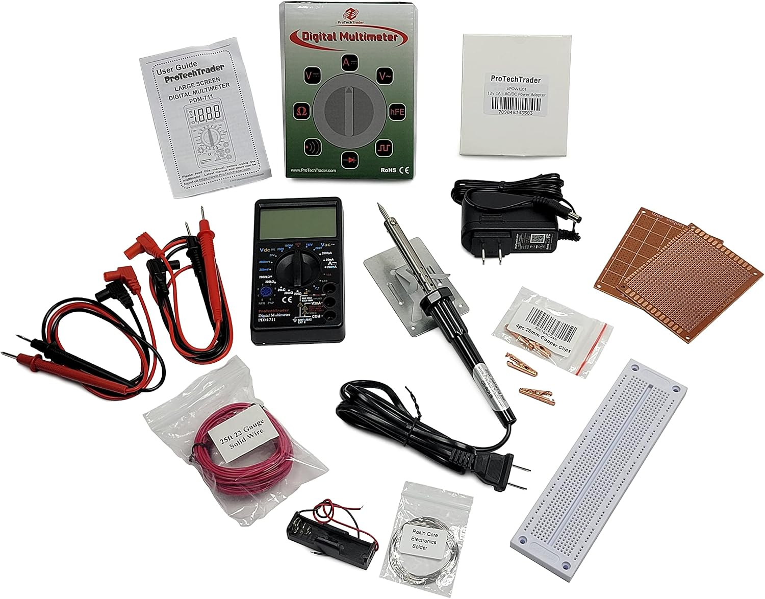 ProTechTrader Beginner's Tool Kit Soldering Iron &amp; Digital Multimeter (Model: Basic-pk-1)